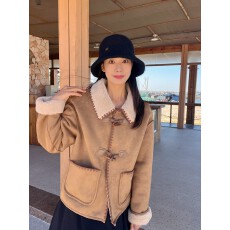 批发2026新款秋冬季加绒加厚麂皮绒翻领女生超好看冬装毛毛外套女上衣