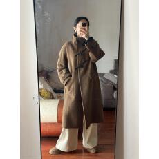 批发复古气质老钱风牛角扣毛呢<b class='q'>外套女</b>秋冬季中长款加厚呢子高级感大衣