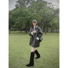 批发黑色麂皮绒复古休闲夹克外套女2026<b class='q'>春</b>秋新款时尚高级小众减龄夹克