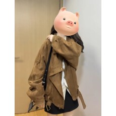 批发美拉德风鹿皮绒外套女<b class='q'>春</b>秋季2026新款今年流行爆款翻领机车服夹克