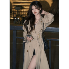 批发2026年春秋中长款法式廓形感英伦风衣女港风休闲小个子西装<b class='q'>外套</b>潮