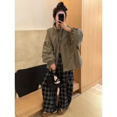 批发欧版立领拉链大口袋工装<b class='q'>外套</b>2025秋新时尚百搭<b class='q'>显瘦</b>洋气上衣女潮