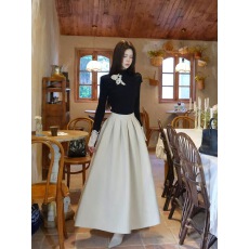 批发木子李的李法式<b class='q'>名媛</b>蕾丝拼接长袖高领针织衫上衣毛呢垂感半身裙冬