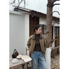 批发新款复古牛仔拼接内胆羽绒外套