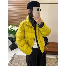 批发假两件立领面包羽绒服女<b class='q'>欧洲</b>站2025冬装新款欧货女装白鸭绒外套潮