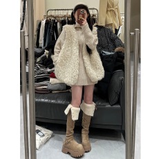 批发秋冬流行穿搭一整套女2025新款高领针织衫叠穿毛绒马甲外套两件套