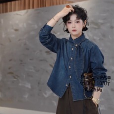 批发多一“蓝兔”2025<b class='q'>冬</b>季复古飘带翻领单排扣时尚磨毛衬衫