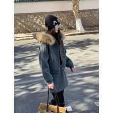 批发韩系狐狸毛领连帽外短裙套装女冬2025新款休闲羽绒<b class='q'>内胆</b>两件套