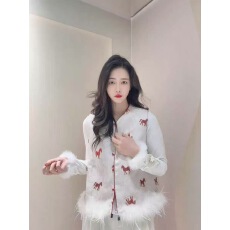 批发新款新中式国风女装秋<b class='q'>冬</b>新款提花鸵鸟毛坎肩马甲上衣外套