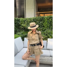 批发2026夏季新款简约纯色棉麻衬衫女<b class='q'>阔</b>腿短裤连体衣潮