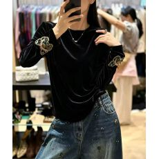 批发新款丝绒/重工刺绣百搭上衣