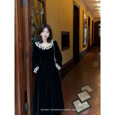 批发Textile Song高级感灰色羊毛针织半身裙女初冬遮胯大裙摆厚长裙子