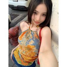 甜辣妹jazz多巴胺挂脖小吊带背心女夏亮色系三亚海边外穿泰式上衣