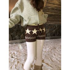 批发星星撞色打底裤高腰针织短裤2025<b class='q'>秋冬</b>季修身显瘦裤子