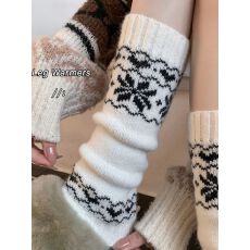 批发格雷系灰色小腿袜秋冬季撞色针织腿套日系保暖堆堆袜