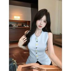 批发<b class='q'>针织</b>马甲背心女设计感小众夏季新款独特漂亮绝美小<b class='q'>上衣</b>无袖马夹