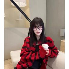 批发新年红撞色条纹针织衫开衫女装2026<b class='q'>秋</b>新款超好看宽松上衣外套