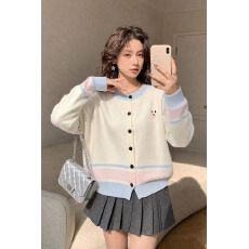 批发韩系可爱笑脸刺绣撞色针织<b class='q'>开衫</b><b class='q'>女</b>秋季新款时尚宽松显瘦慵懒风毛衣