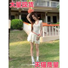 批发白色针织连衣裙女<b class='q'>夏</b>季新款法式温柔风收腰无袖修身显瘦短裙小白裙