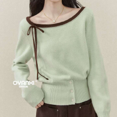 批发<b class='q'>大码</b><b class='q'>胖</b><b class='q'>MM</b><b class='q'>韩</b>系休闲撞色领针织衫女修身套头长袖内搭打底衣秋季穿搭