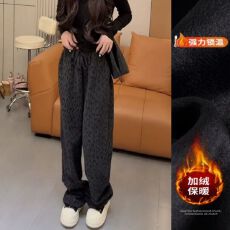 批发现货时尚豹纹弯刀休闲<b class='q'>裤</b>冬新款加绒高腰显瘦窄版阔<b class='q'>腿</b>休闲<b class='q'>裤</b>#2247