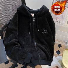 批发现货加绒加厚羊羔绒<b class='q'>开衫</b>卫衣女秋冬新款颗粒绒拉链上衣外套#2165