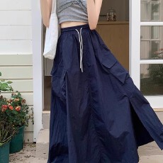 批发现货高腰休闲<b class='q'>半身裙</b><b class='q'>女装</b>夏季垂感大裙摆慵懒风宽松百搭A字裙#2169
