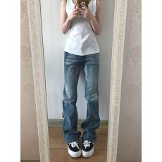 批发美式复古辣妹低腰百搭<b class='q'>弹力</b>微喇叭裤女春秋显瘦做旧窄版直筒<b class='q'>牛仔裤</b>