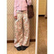 批发美式大码宽松慵懒松弛感满印花花<b class='q'>裤子</b>女辣妹复古时尚显瘦拖地长裤