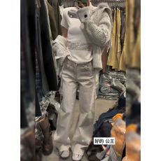 批发美式复古时尚个性亮闪闪牛仔<b class='q'>裤</b>子女设计感满天星烫钻拼接拖地长<b class='q'>裤</b>