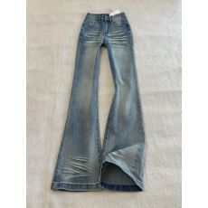 批发大码美式复古设计感折痕<b class='q'>微喇</b><b class='q'>牛仔裤</b>女春季新款宽松显瘦百搭喇叭裤