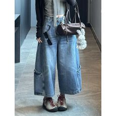 批发美式宽松慵懒松弛感工<b class='q'>装</b><b class='q'>裤</b>子女<b class='q'>夏季</b>新款辣妹复古显瘦休闲七分中<b class='q'>裤</b>