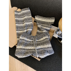 批发实拍复古<b class='q'>条纹</b><b class='q'>阔腿裤</b>女2025新款秋冬韩系慵懒风高腰拖地休闲直筒<b class='q'>裤</b>