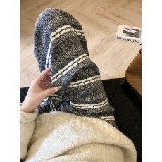 批发实拍复古条纹阔腿裤女2025新款秋冬韩系慵懒风高腰拖地休闲直筒裤