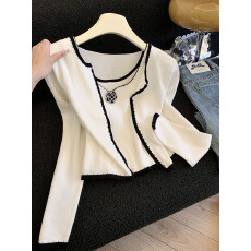 批发实拍时尚小香风外套针织吊带背心女<b class='q'>春</b>秋装新款钉珠明线装饰两件套