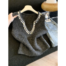 批发实拍秋季新款法式气质洋气亮片针织马甲背心女装<b class='q'>百搭</b>无袖打底上衣