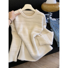 批发实拍毛衣女秋冬<b class='q'>新款</b>衣服韩版镂空针织衫慵懒风上衣女内搭打底衫女