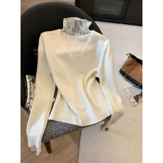 批发实拍网纱拼接毛衣女内搭秋冬独特别致上衣<b class='q'>镂空</b>半高领针织打底<b class='q'>衫</b>女