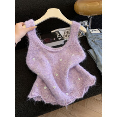 批发实拍韩系<b class='q'>甜美</b>减龄领毛衣马甲女秋季宽松显瘦外搭叠穿针织背心潮