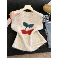 批发实拍韩系减龄提花软糯针织马甲背心女秋季新款学院风<b class='q'>甜美</b>无袖上衣