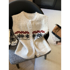 批发实拍韩系拼接马甲开衫毛衣2025秋冬新款设计感针织毛衣上衣女