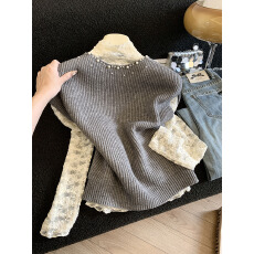 批发实拍圆领重工钉珠<b class='q'>马甲</b>背心针织衫女2026春秋新款设计感软糯毛衣