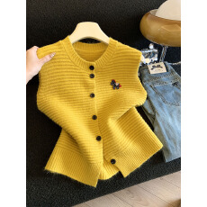 批发实拍新款<b class='q'>刺绣</b>小马背心女冬百搭马甲宽松短款叠穿针织无袖坎肩<b class='q'>上衣</b>