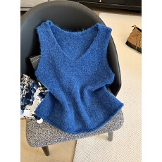 批发实拍文艺叠穿秋冬简约<b class='q'>百搭</b>V领修身纯色无袖马甲坎肩针织衫上衣女