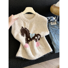 批发实拍新款韩系甜美减龄小马提花圆领针织马甲女秋<b class='q'>冬</b>叠穿无袖毛衣女