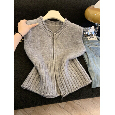 批发实拍韩系针织马甲背心女春<b class='q'>秋</b>宽松外穿无袖毛衣开衫坎肩叠穿上衣