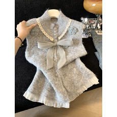 批发实拍新款温柔立体花朵针织马甲女2026早春叠穿蝴蝶结毛衣上衣背心