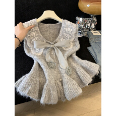 批发实拍独特漂亮立体花朵针织马甲女2026春季新款蝴蝶结无袖小上衣