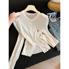 批发实拍薄款针织防晒<b class='q'>个性</b>刺绣纯色2026新款夏空调衫配吊带上衣女