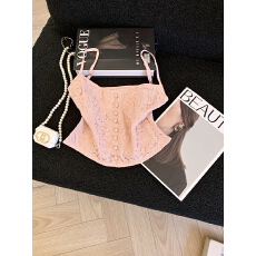 批发实拍别致气质小吊带背心女外穿美背<b class='q'>西装</b>打底法式西服鱼骨蕾丝上衣